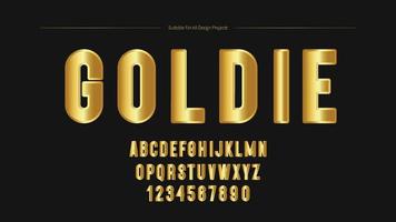 brillante lujo oro degradado fuente alfabeto. realista 3d oro metal alfabeto letras y números vector