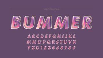 Retro Pink Outline Abstract Gradient Text Effect Font. Cute Pastel Style Alphabet Letters vector