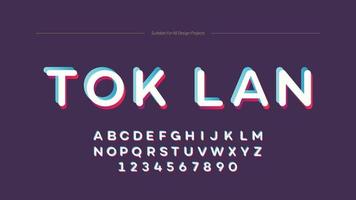 3D TikTok Glitch Abstract Gradient Text Effect Font. Cute Pastel Style Alphabet Letters vector