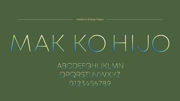 Line Green Gradient Graphic Alphabet Font vector