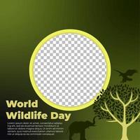 world wildlife day social media template vector