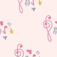 Pink, blue pastel texture with musical notes and a treble clef. Template for festival flyers vector