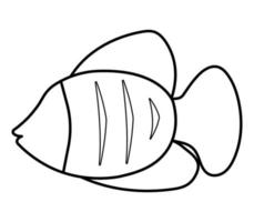 Fish Sea Animal Black Line Icon Clipart Vector Illustration