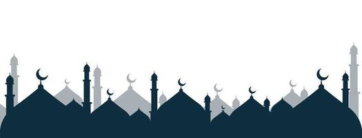 Mosque City Landscape Silhouette Border Vector Illustration for islamic Element Decoration