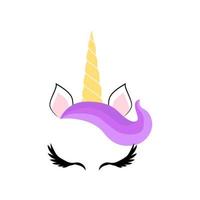 unicornio minimalista cara cuerno linda dormido vector