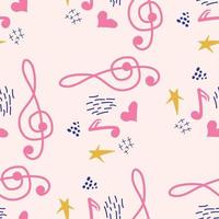 Pink, blue pastel texture with musical notes and a treble clef. Template for festival flyers vector