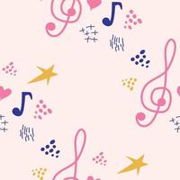 Pink, blue pastel texture with musical notes and a treble clef. Template for festival flyers vector