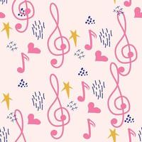 Pink, blue pastel texture with musical notes and a treble clef. Template for festival flyers vector