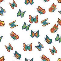mariposas multicolores brillantes de patrones sin fisuras. papel pintado, fondo, fiesta infantil, papel artesanal vector