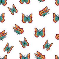 mariposas multicolores brillantes de patrones sin fisuras. papel pintado, fondo, fiesta infantil, papel artesanal vector