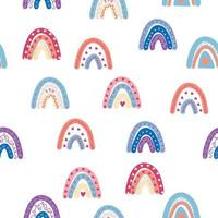 Rainbow seamless pattern in pastel colors. Scandinavian baby hand drawn illustration for textiles and newborn clothes. vector