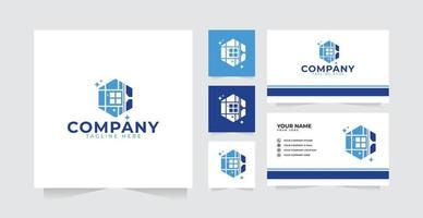 Washing or cleaning home logo design inspiration and business card vector