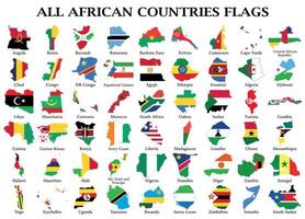 Set of African countries National Flag Maps, all 54 africa flag Maps collection Puzzle Pieces. vector