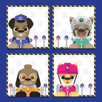 Cute Paws Squad With Rescue Equipment Template vector