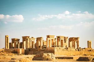 Persepolis, Iran - 8th june, 2022 - Persepolis panorama- capital of the ancient Achaemenid kingdom. Ancient columns. Sight of Iran. Ancient Persia. Beautiful sunrise background. photo