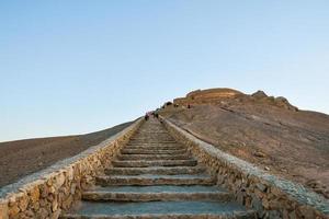 Staircase to fire temple on hilltop built by zoroastrians - old ancient civilization photo