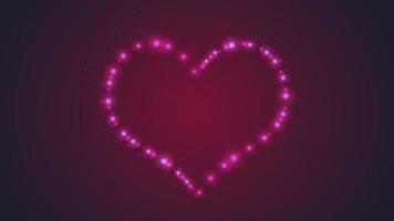 Cute magical pink and red neon heart shape with flashing glow spheres and swirling, glittering particles. This romantic Valentine's Day background is full HD and a seamless loop. video