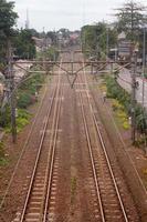 railroad tracks in the center of the city photo
