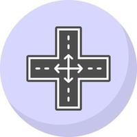 Four Way Intersection Vector Icon Design