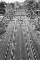 railroad tracks in the center of the city photo