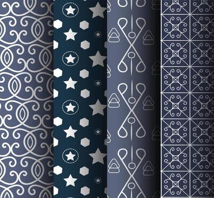 Collection of seamless geometric minimalistic patterns.