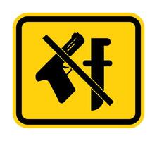 Weapon prohibited icon. Forbidding, No weapons, with gun and knife. vector