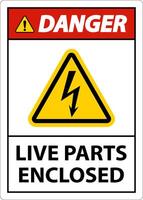 Danger Live Parts Enclosed Sign On White Background vector