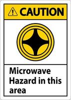 precaución firmar microondas peligro en esta zona con símbolo vector