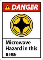 Danger Sign Microwave Hazard In This Area with Symbol vector