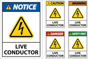 Danger Live Conductor Sign On White Background vector