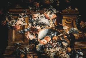 antiguo barroco flores pintura - Clásico estilo Envejecido decoración. foto