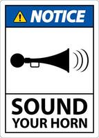 Notice Sound Your Horn Symbol Sign On White Background vector