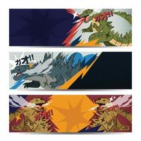 Japanese Monster Banner Template Design vector