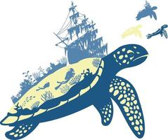 Turtle Ship Laser Cut File vector