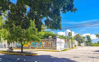 Playa del Carmen Quintana Roo Mexico 2022 Typical street road and cityscape of Playa del Carmen Mexico. photo