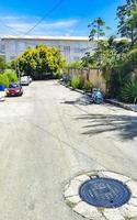 Playa del Carmen Quintana Roo Mexico 2022 Typical street road and cityscape of Playa del Carmen Mexico. photo