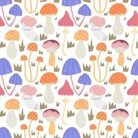 Seamless vector pattern with abstract mushrooms. Endless ornament with a forest theme.