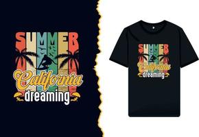 California summer time t-shirt design for summer camp summer beach season party vintage colorful tropical holidays typography illustration vector shirt template