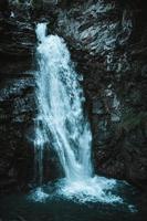 Majestic waterfall surrounded by trees in the Alps photo