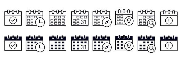 Simple Calendar Icon Pack in vector line art