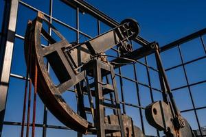 oil pump close-up details. Oil industry equipment. photo