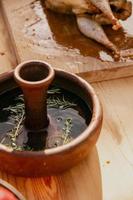 chicken marinade lemon juice with herbs photo