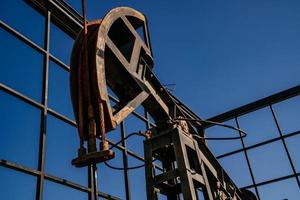 oil pump close-up details. Oil industry equipment. photo