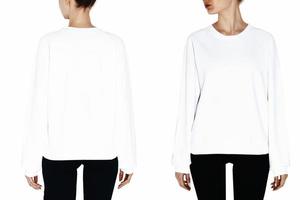 Both side women's hoodie on the model on a white background isolated photo