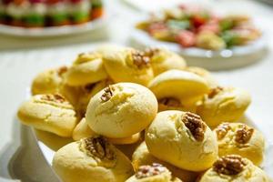 buffet table with snacks for guests photo