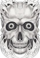 Art fancy skull tattoo. Hand drawing and make graphic vector. vector