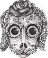 Art fancy surreal dog skull day of the dead. Hand drawing and make graphic vector. vector