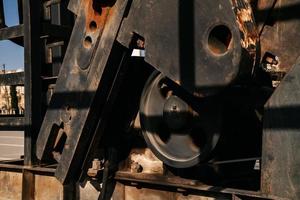 oil pump close-up details. Oil industry equipment. photo