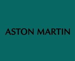 Aston Martin Brand Logo Symbol Name Black Design British cars Automobile Vector Illustration With Green Background