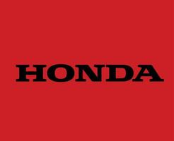 Honda Brand Logo Car Symbol Name Black Design Japan Automobile Vector Illustration With Red Background